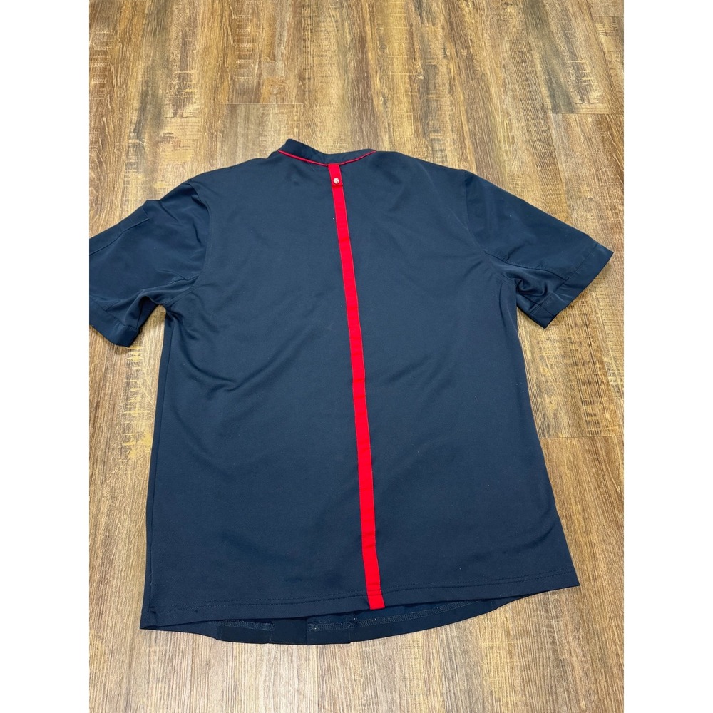 Chick-fil-A Oobe Team Style Employee Uniform Shirt Navy Blue Red Mens Medium - Picture 7 of 16